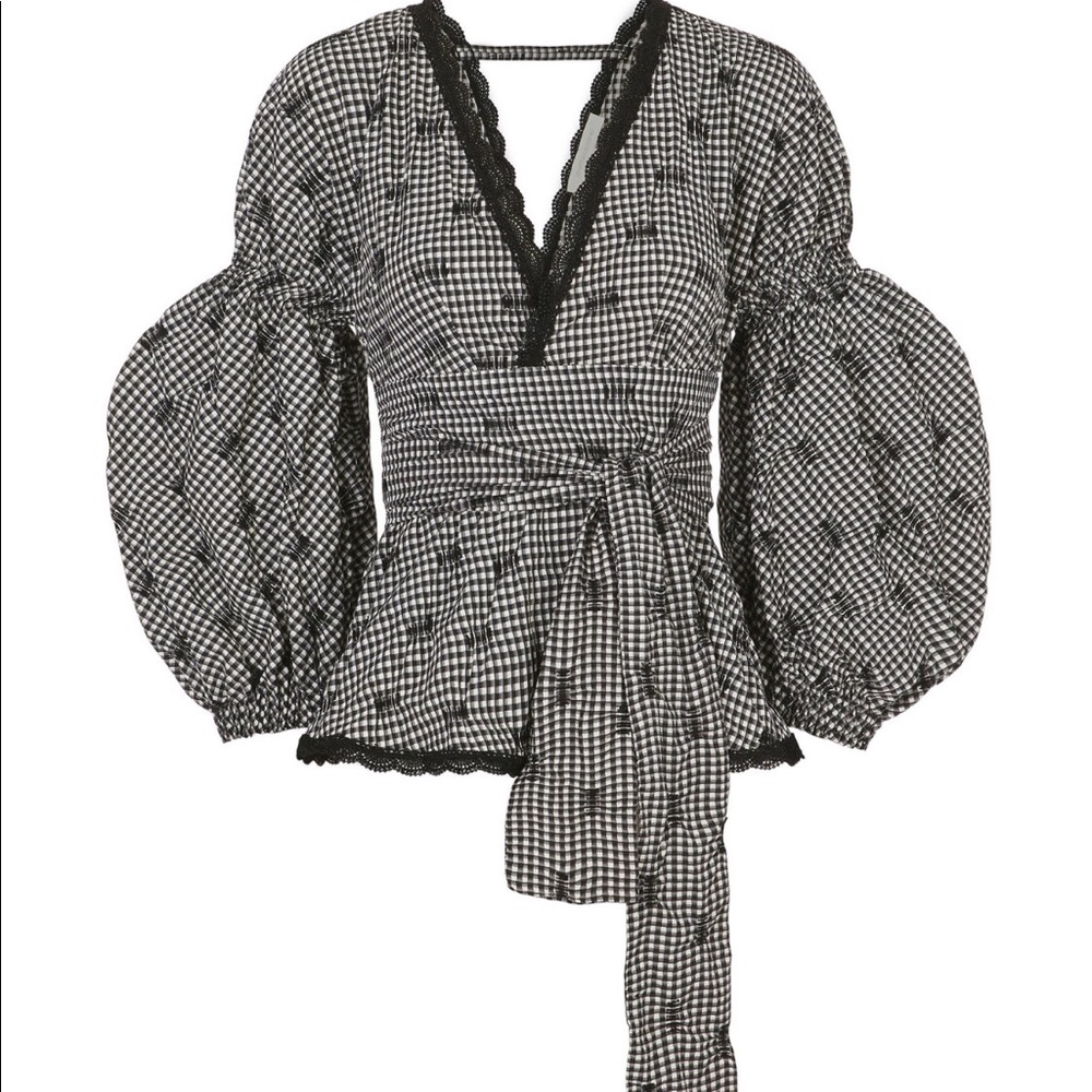 Brand newJonathan Simkhai Smocked Gingham Blouse